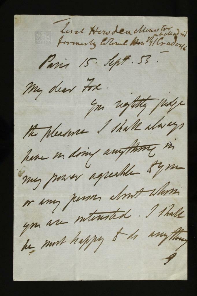 1853 AUTOGRAPH Letter J Hobart Caradoc Lord Howden English Minister Madrid