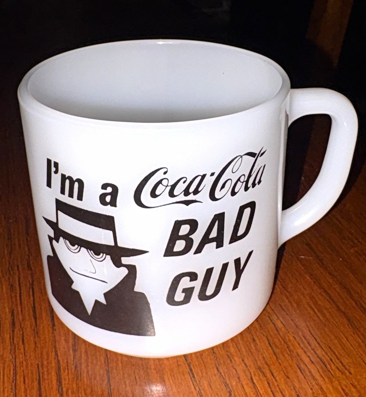 Vintage Federal Glass Rare Coca-Cola Bad Guy Milk Glass Mug I Had a Bad Idea USA