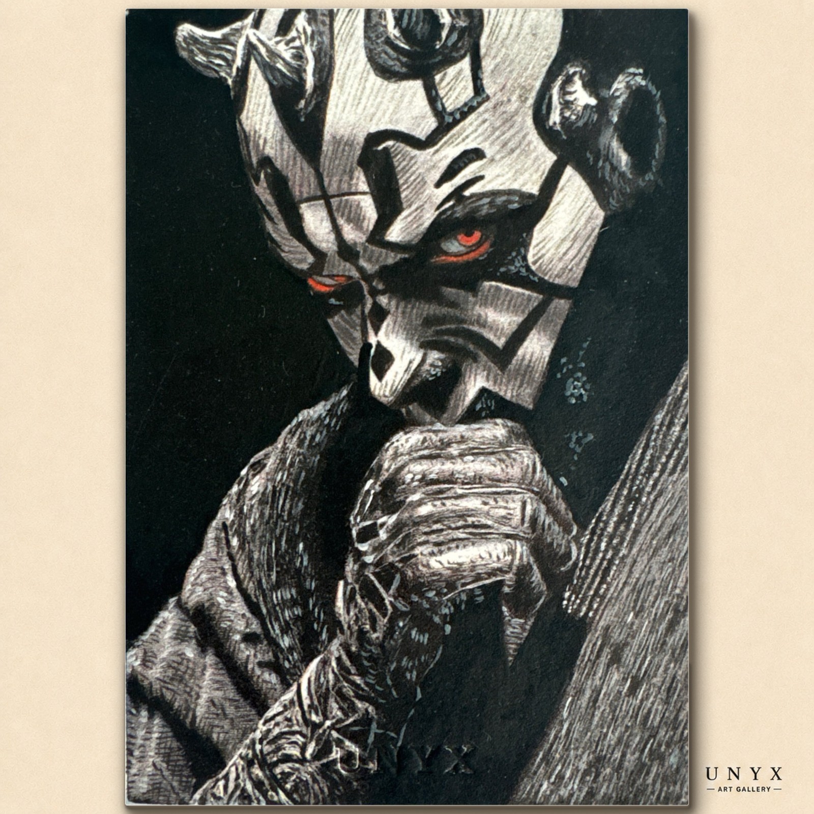 Darth Maul Star Wars Hand-Drawn Sketch Card 1/1 Artist Signed Jaden Bao