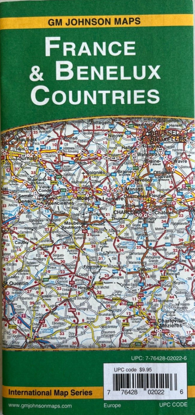 New FRANCE BELGIUM NETHERLANDS BENELUX COUNTRY ROAD MAP  Europe  AAA/GMJ 2023