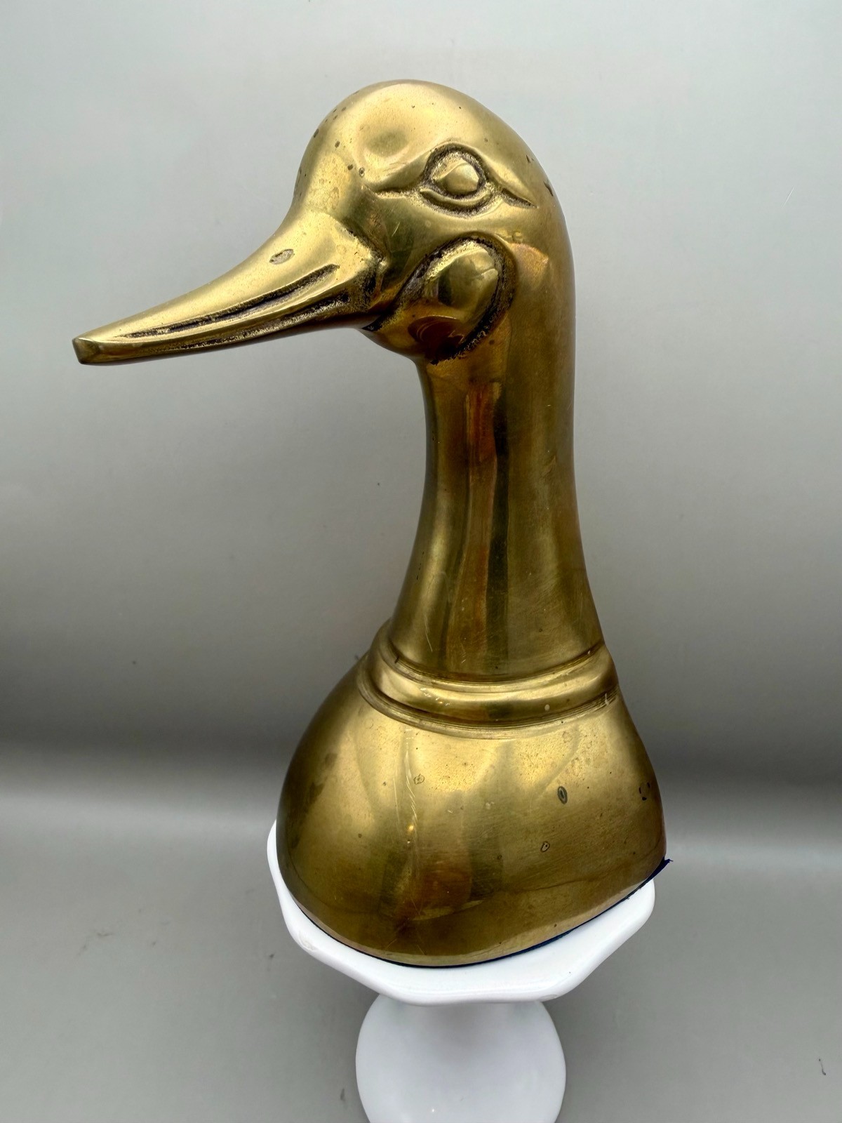 VTG Solid Brass Mallard Duck Head Bookend 6.5
