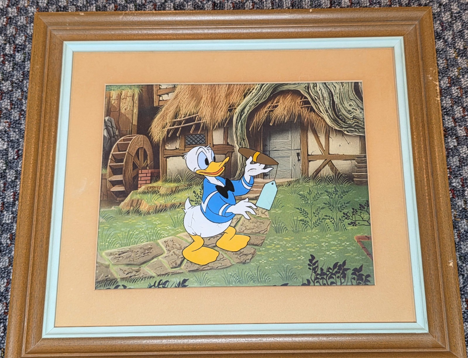 1950/60s VINTAGE DISNEY ART CORNER PRODUCTION CEL OF DONALD DUCK FRAMED WITH COA