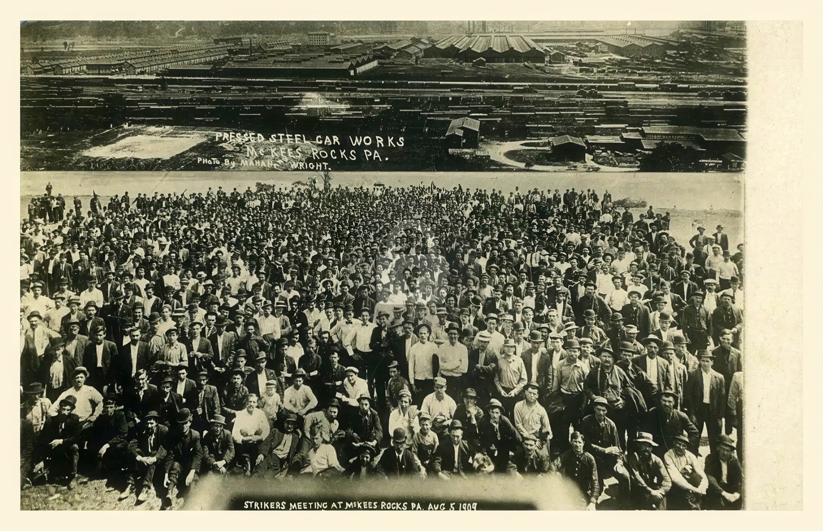 McKees Rocks PA Pressed Steel Car Works Strike 1909 RPPC Photo Postcard COPY