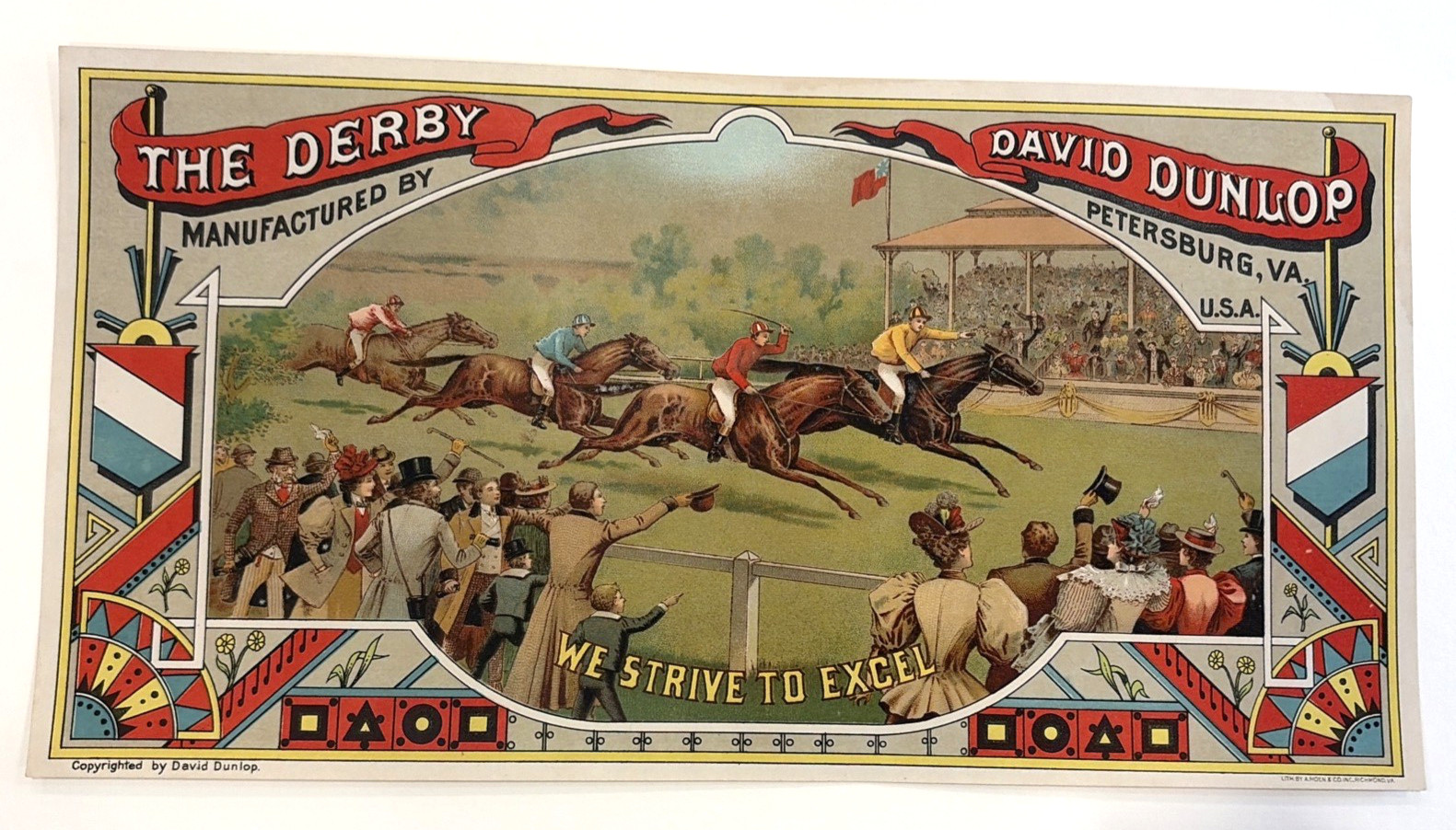 1880s THE DERBY David Dunlop Tobacco Label Horse Racing Litho NOS Mr Mint 13X7 1880s THE DERBY David Dunlop Tobacco Label Horse Racing Litho NOS Mr Mint 13X7