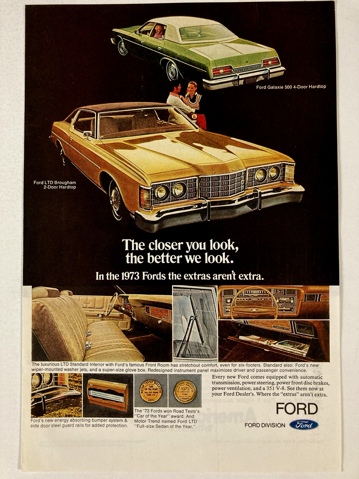 1973 Ford LTD Brougham 2 Door Hardtop Print Ad Galaxie 500 4 Door Hardtop