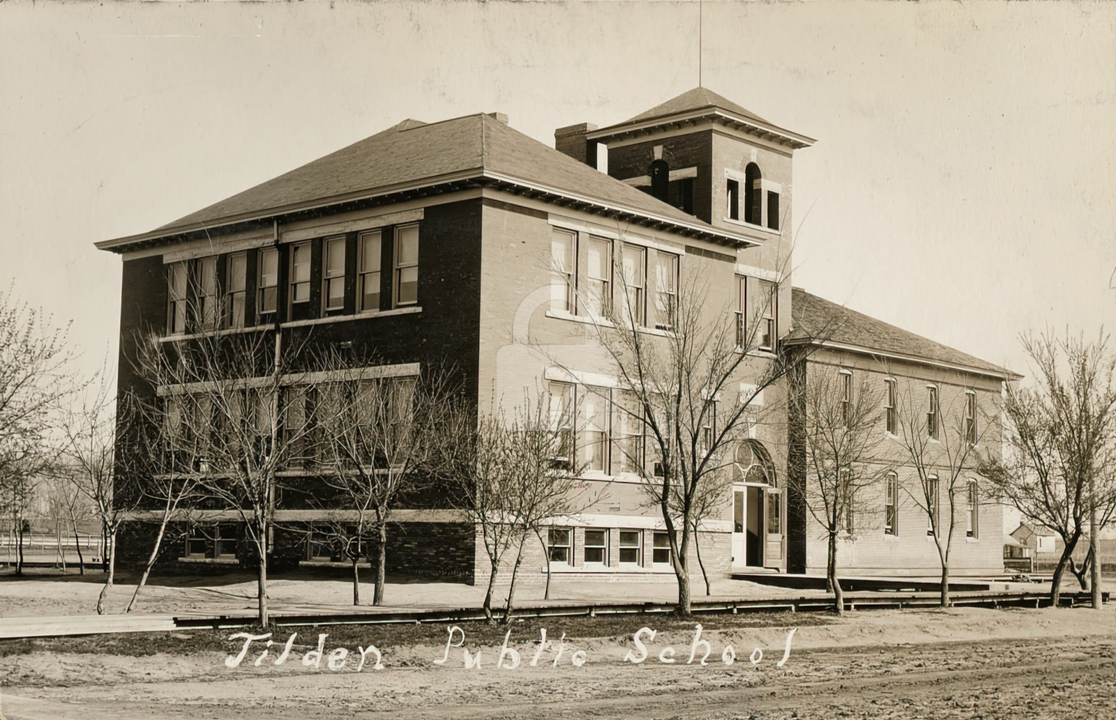 Tilden Public School 1908 RPPC Photo Postcard Copy