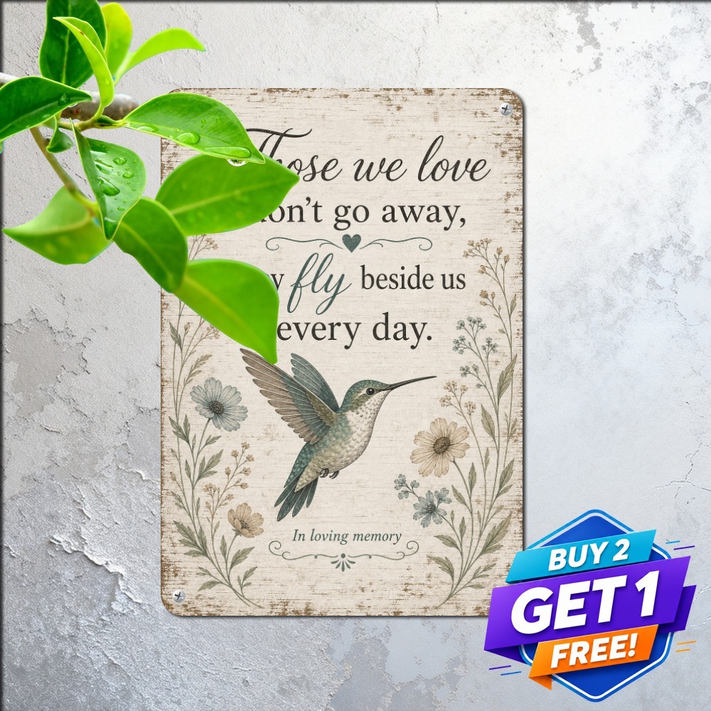 Those We Love Do Not Go Away Walk Beside Us Memorial Plaque Retro Metal Tin
