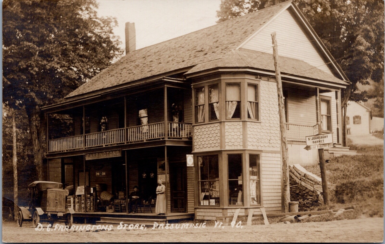 RPPC c1909 Passumpsic , Vermont. D.C. Farringron\'s Store  Postcard