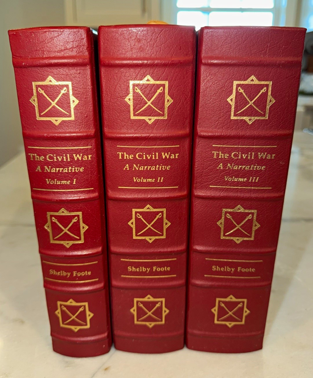Shelby Foote THE CIVIL WAR A NARRATIVE Signed Easton Press 3 Vol Leather 1991