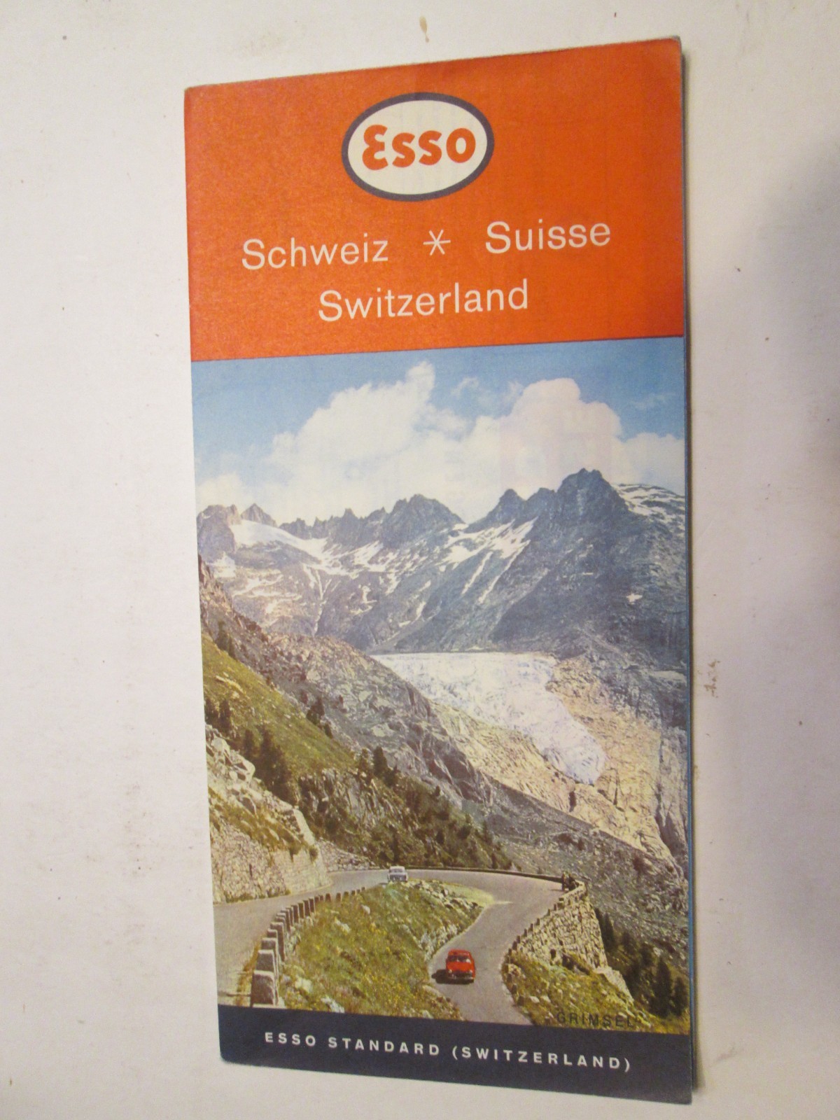 Esso Gas Oil Highway Road Map of Switzerland 1959
