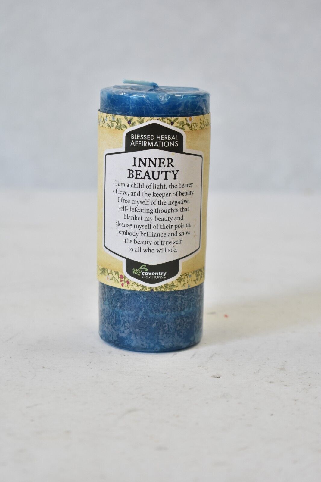 Coventry Creations Blessed Herbal Affirmation Inner Beauty Candle Blue 40 Hour