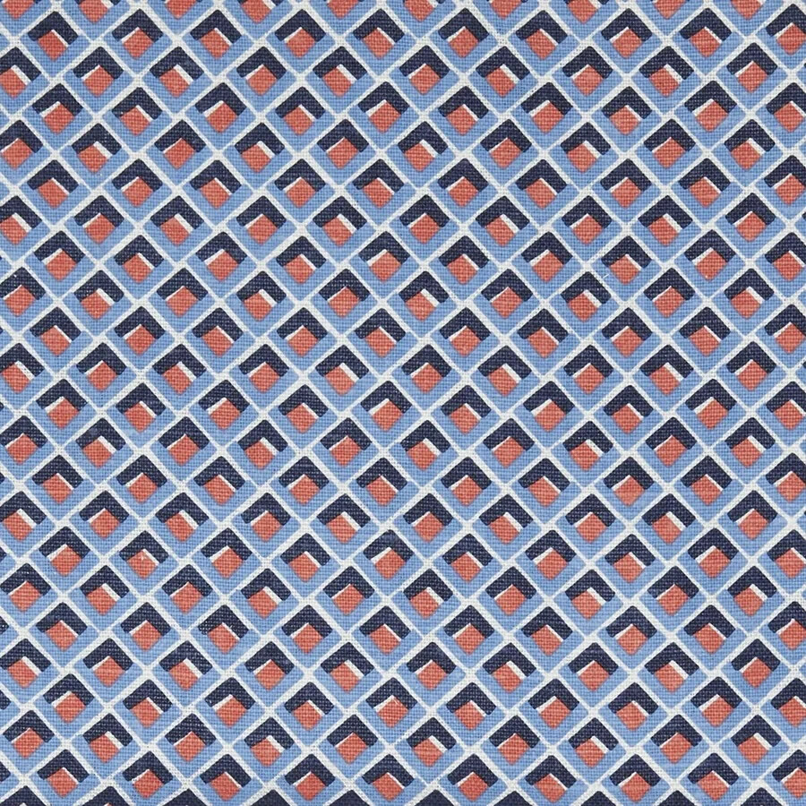 Serena Dugan Diamond Hand Print 100% Linen Fabric- Caledonia / Ink Flame 1 yd