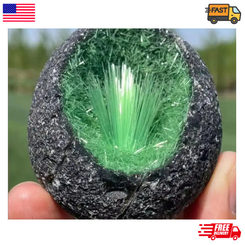 Rare Natural Meteorite Quartz Crystal Specimen Goethite Green Copper Ore Decor