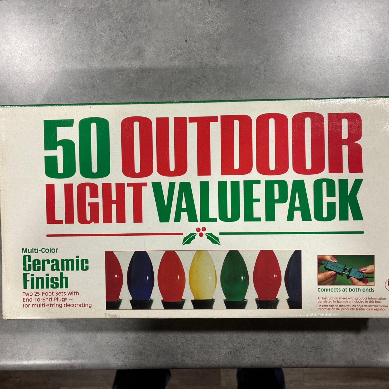 Vintage C 9 1/4 Christmas Light Bulbs String Ceramic Finish - 50 Ct 2 Strings 25