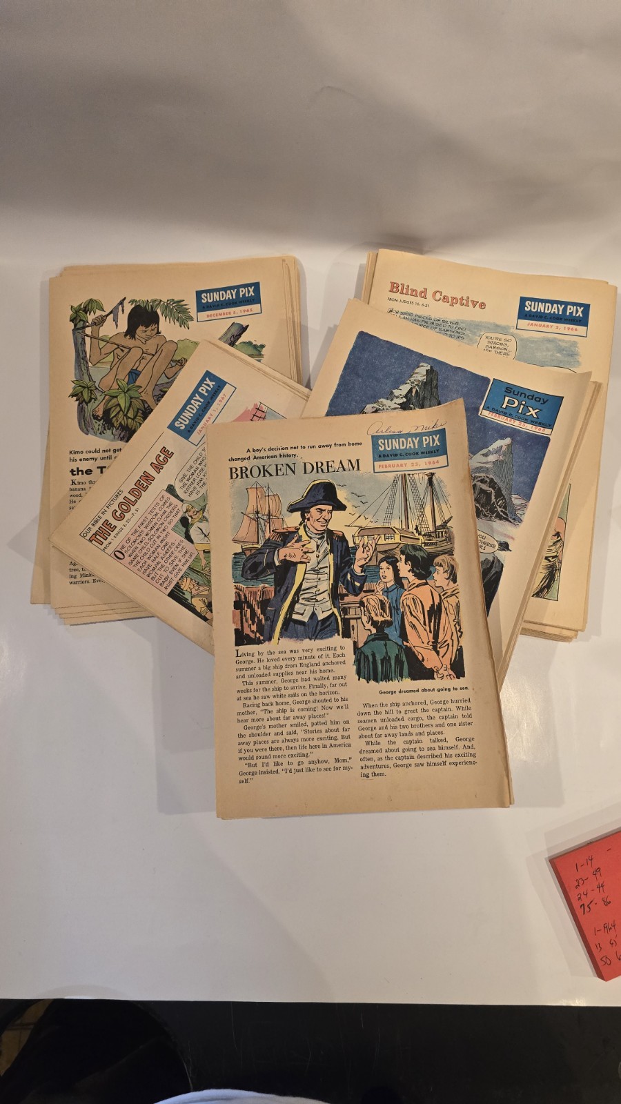1964-68 Sunday Pix Comic Strips Lot DAVID C COOK Religious Bible Stories 105