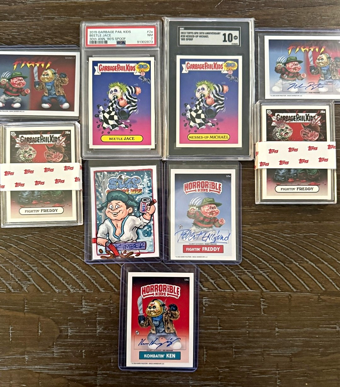 Topps 2025 GPK Oh Horrible Sets, Horrible Kids Auto Cards, Slop Culture Sketch.