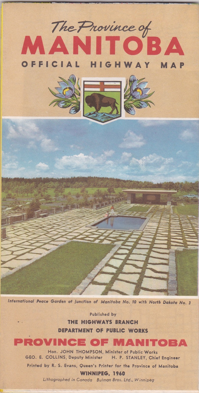 1960 Official Provincial Issue Road map of Manitoba
