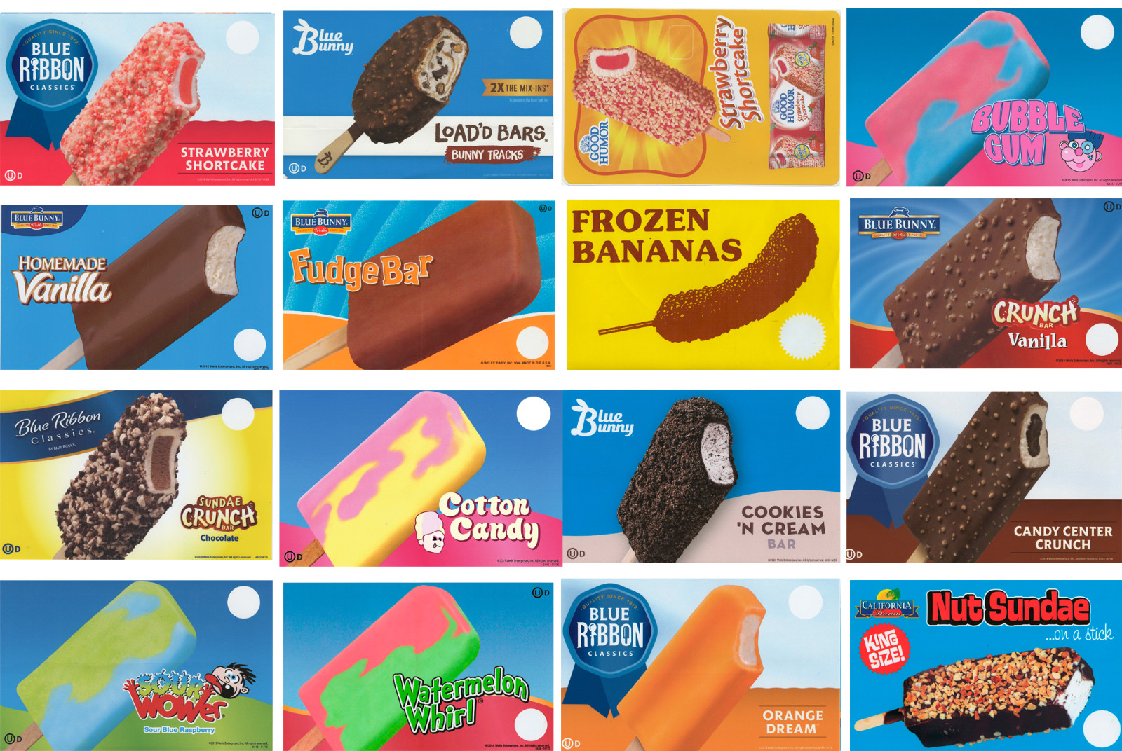 Lot of 16 Mixed Novelty Ice Cream Bar Stickers, Ice Cream Truck Decal 8\