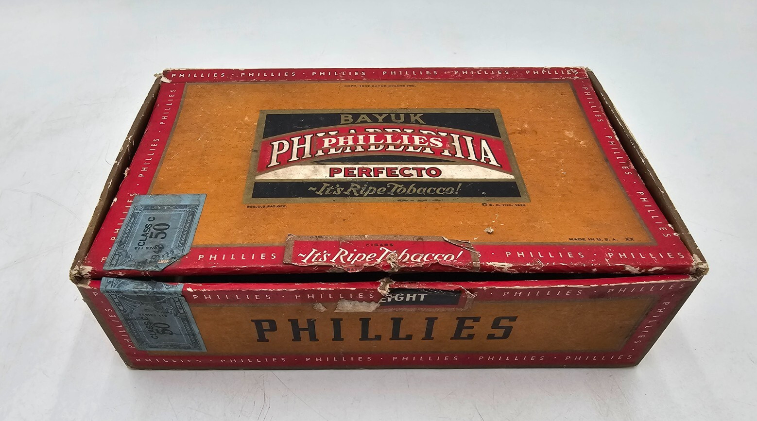 Vintage Bayuk Philadelphia Phillies Perfecto Cigar Box - It\'s Ripe Tobacco 5c