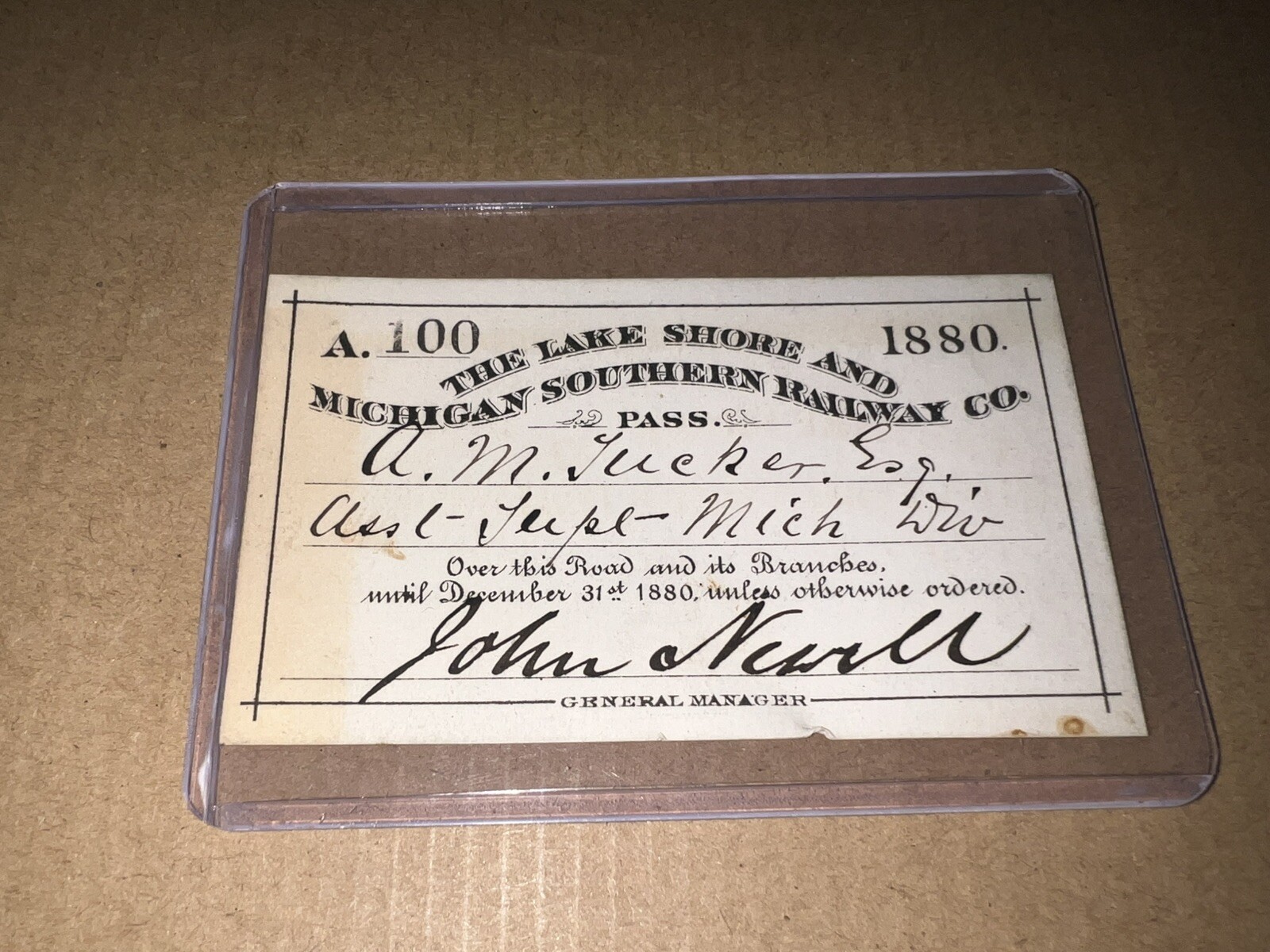 1880 Lake Shore & Michigan Southern Railroad RR Annual Pass w/ Map