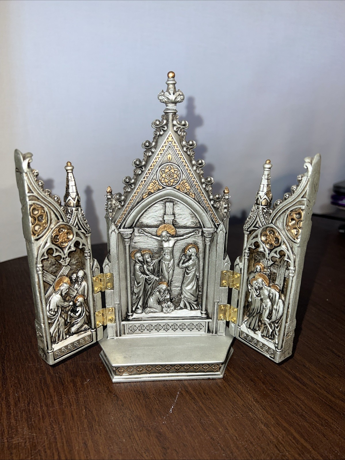Crucifixion Triptych Veronese Silver Gold Colors Catholic Cathedral Jesus