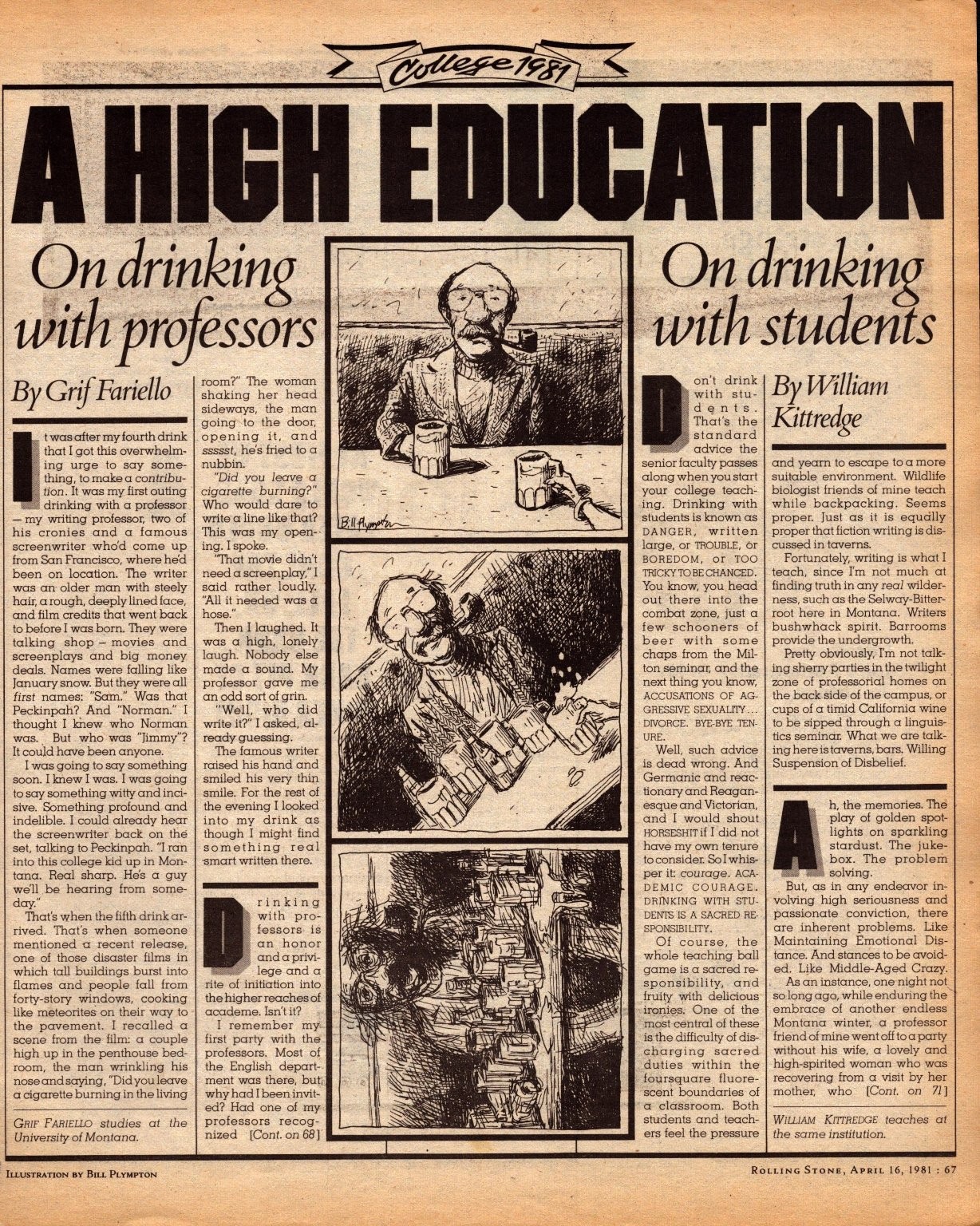 Rolling Stone Magazine Page Bill Plympton Art College 1981 Vintage Print