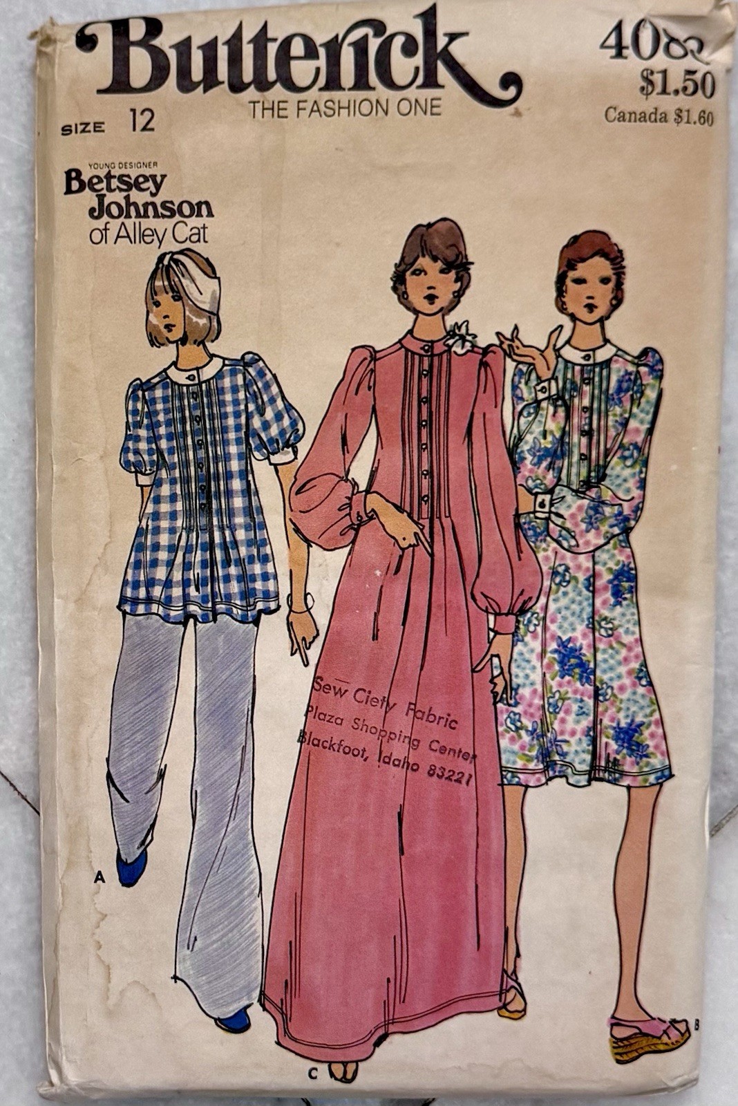 Vintage Betsey Johnson Butterick Dress Top Pattern 4088 Bust 34” 1970s Complete