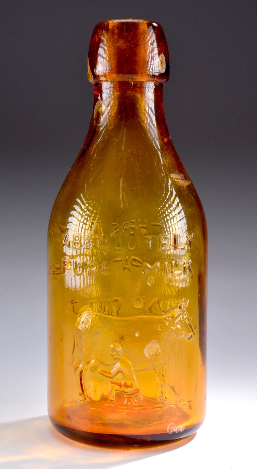 Amber Glass Bottle Crownford China Co. Thatcher\'s Dairy Absolutely Pure Milk Vtg