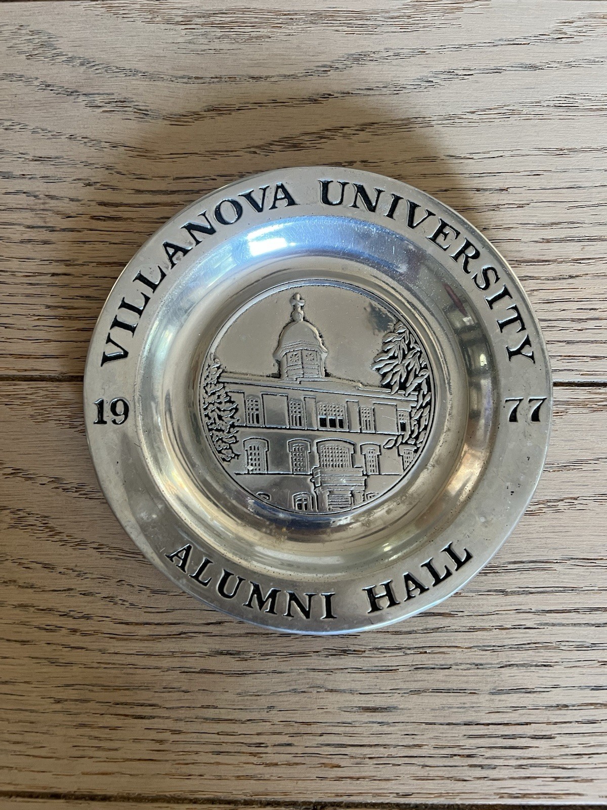 Vintage Wilton Armetale Villanova University Pewter Plate 1977 Austin Hall 6”