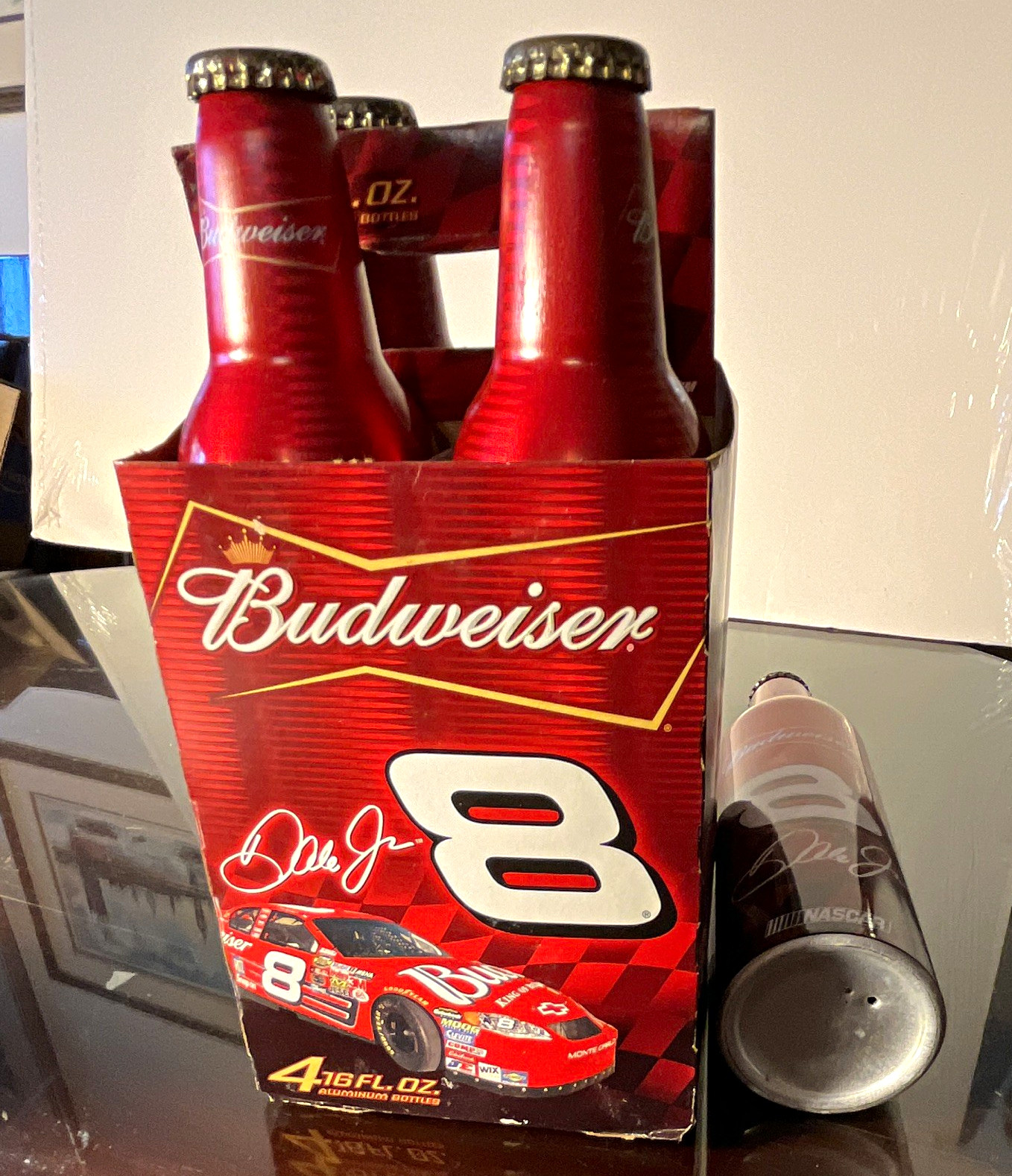 Budweiser NASCAR #8 Collect  Aluminum Beer Bottles 4 Pack 2006, Dale Eanharlt  