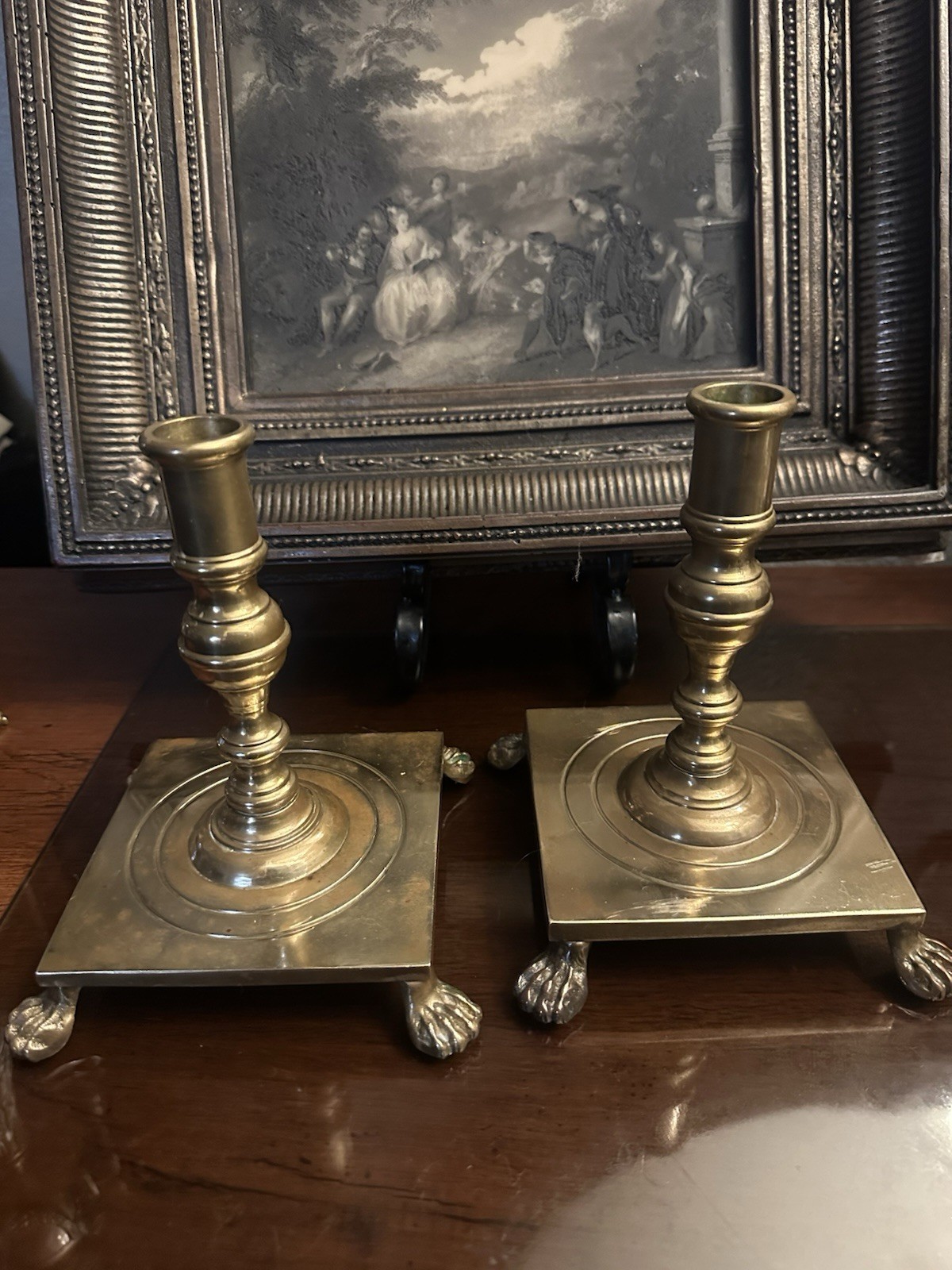 vtg Classic Brass Candle Stick holder Maitland Smith Hong Kong paw feet 9 1/2