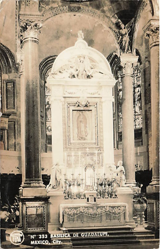 Postcard Mexico: RPPC Basilica de Guadalupe Interior, Mexico City