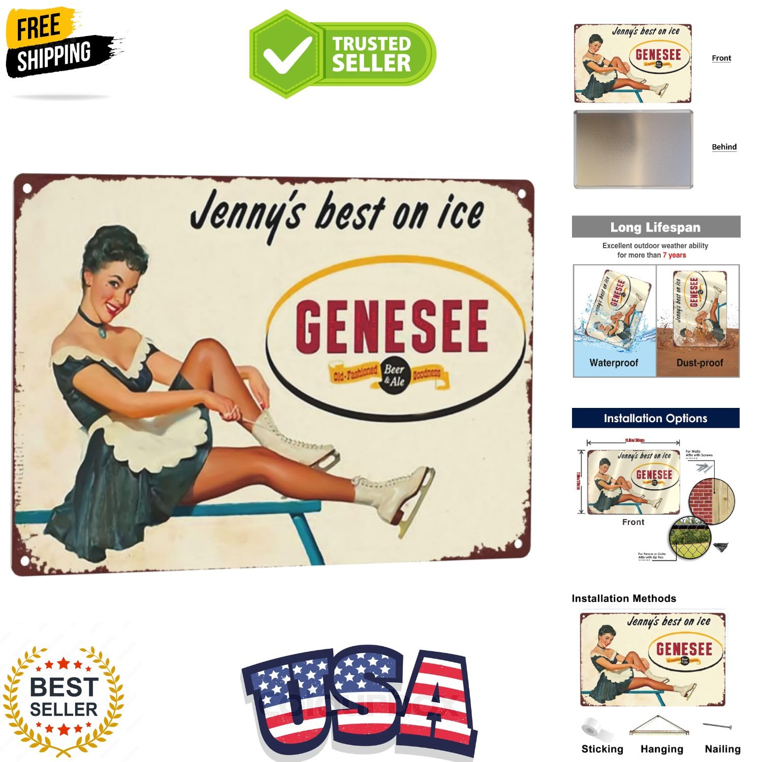 Tin Sign Vintage Aluminum New Sign Aluminum 1981 Genesee Beer & Ale Vintage M... Tin Sign Vintage Aluminum New Sign Aluminum 1981 Genesee Beer & Ale Vintage M...