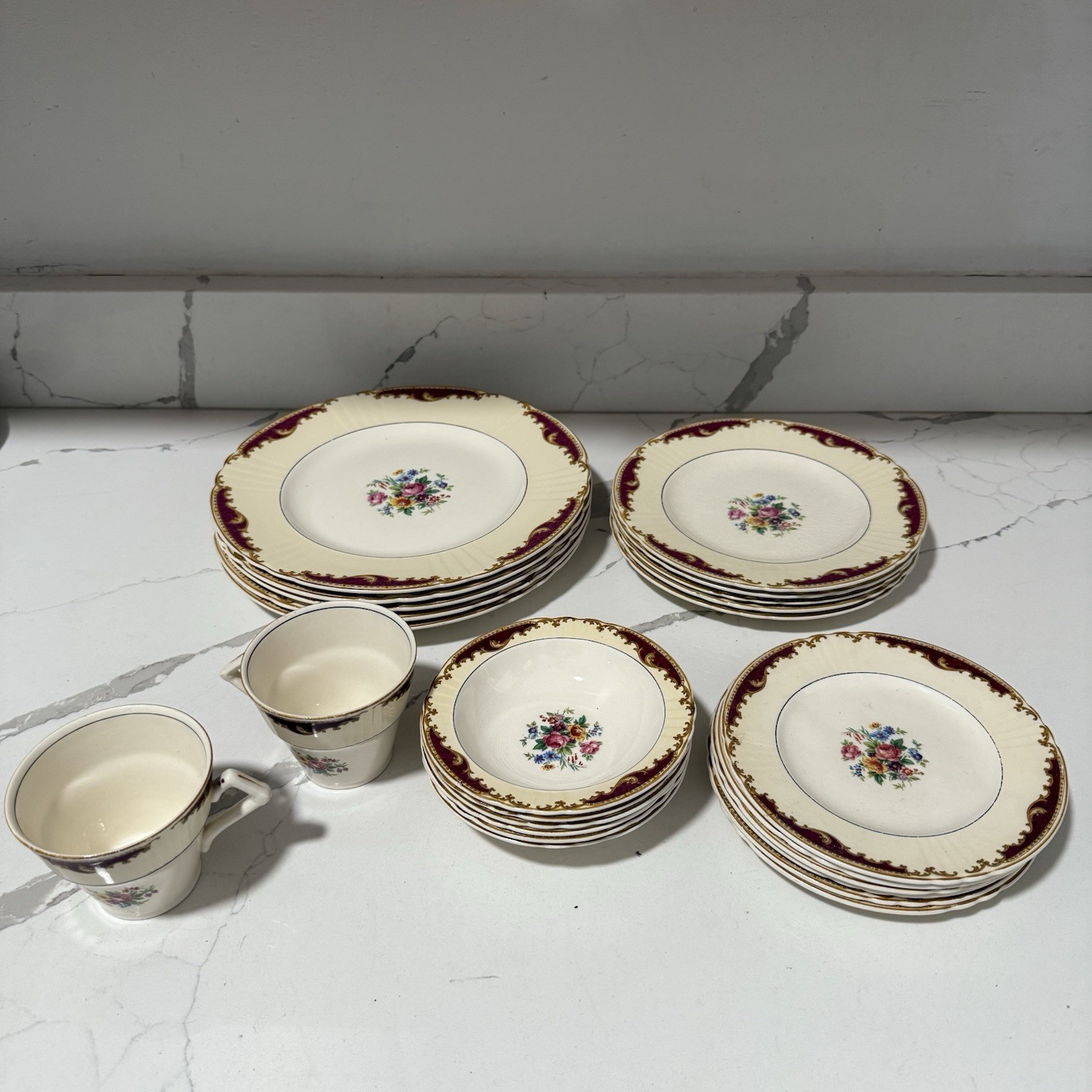 Antique Myott Staffordshire Dorothy Dinner Set of 24 1930s