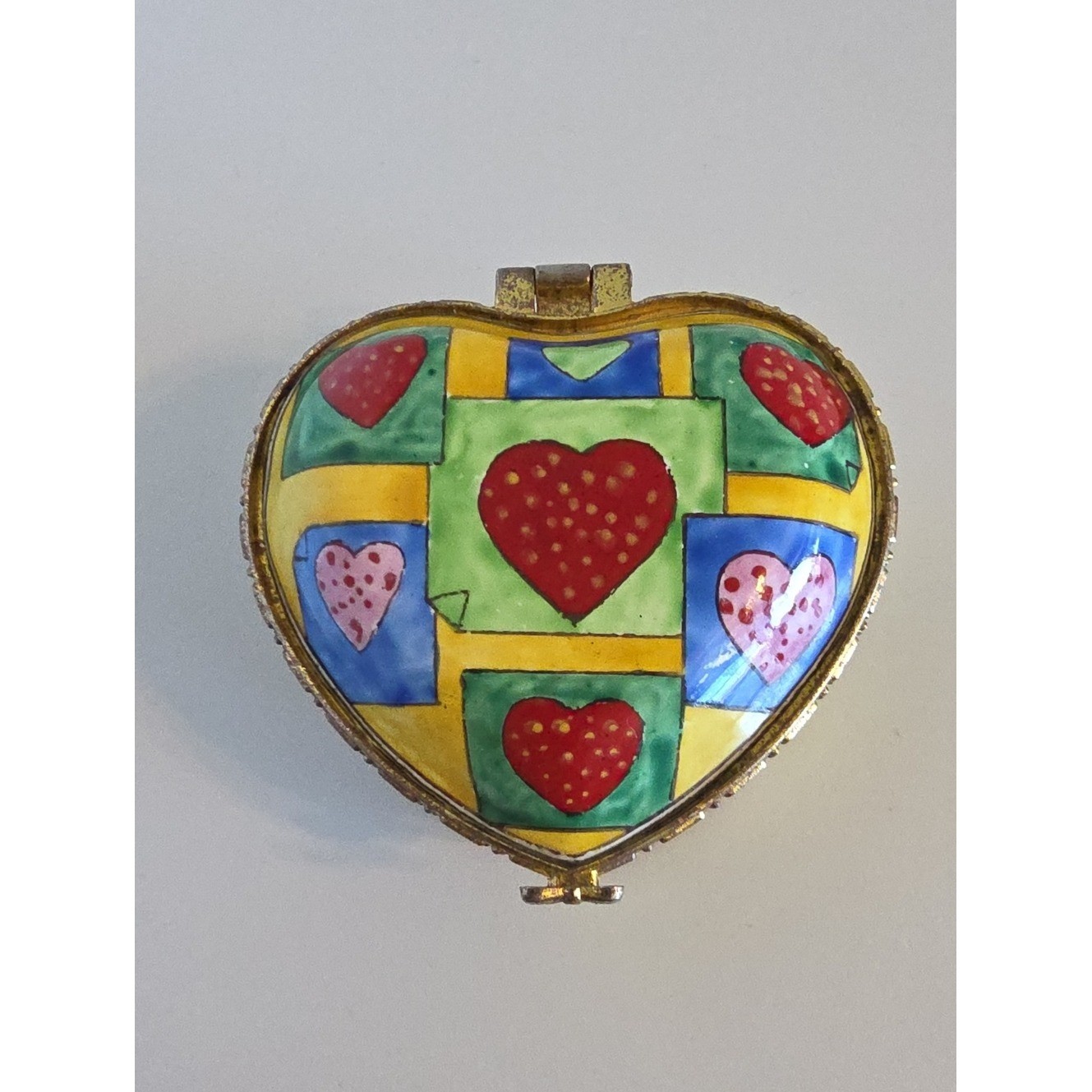 Vintage 2005 Kelvin Chen Heart-Shaped Trinket Box Handpainted Numbered