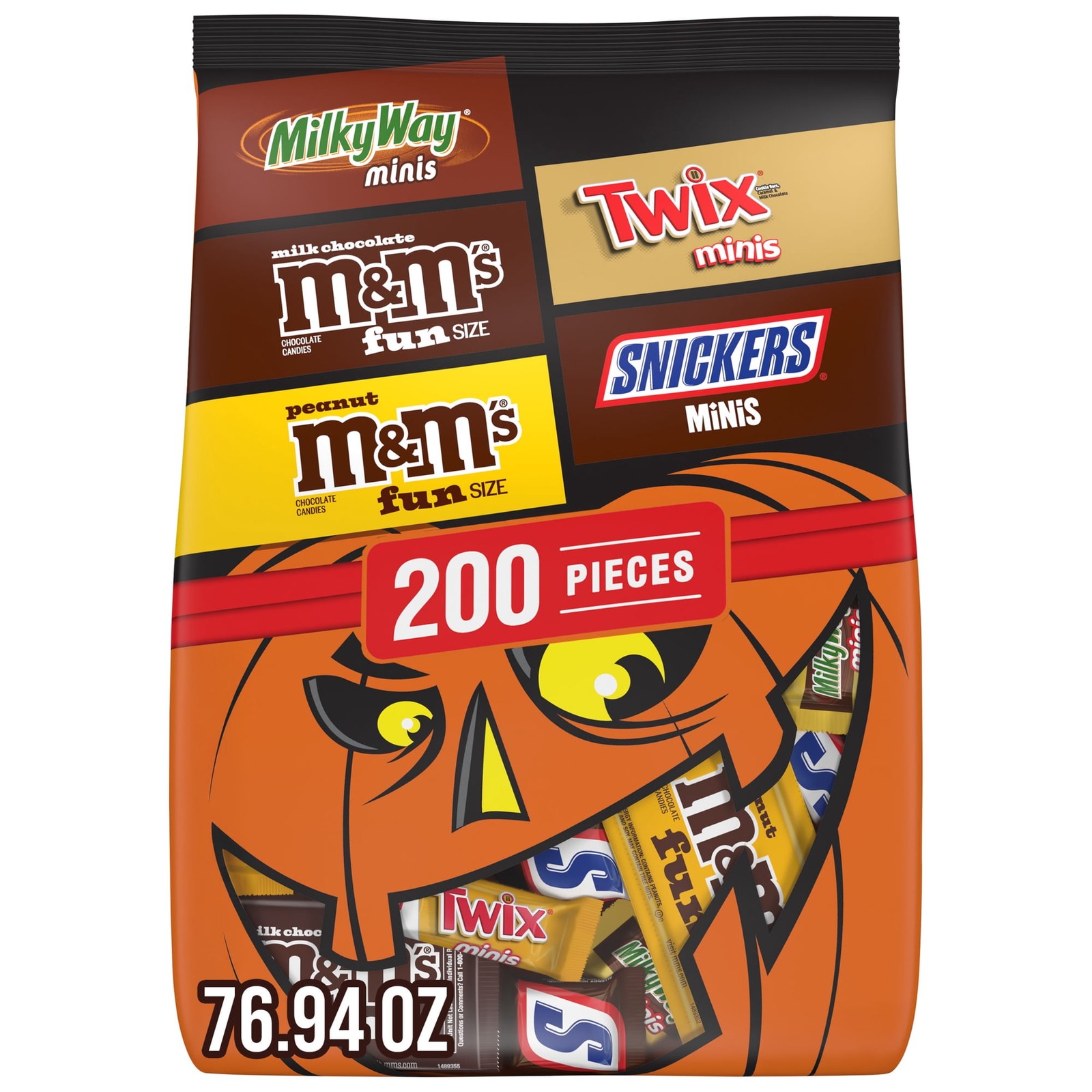 M&M\'s, Snickers, Twix & Milky Way Chocolate Candy Variety Pack - 200 Ct Bulk Bag