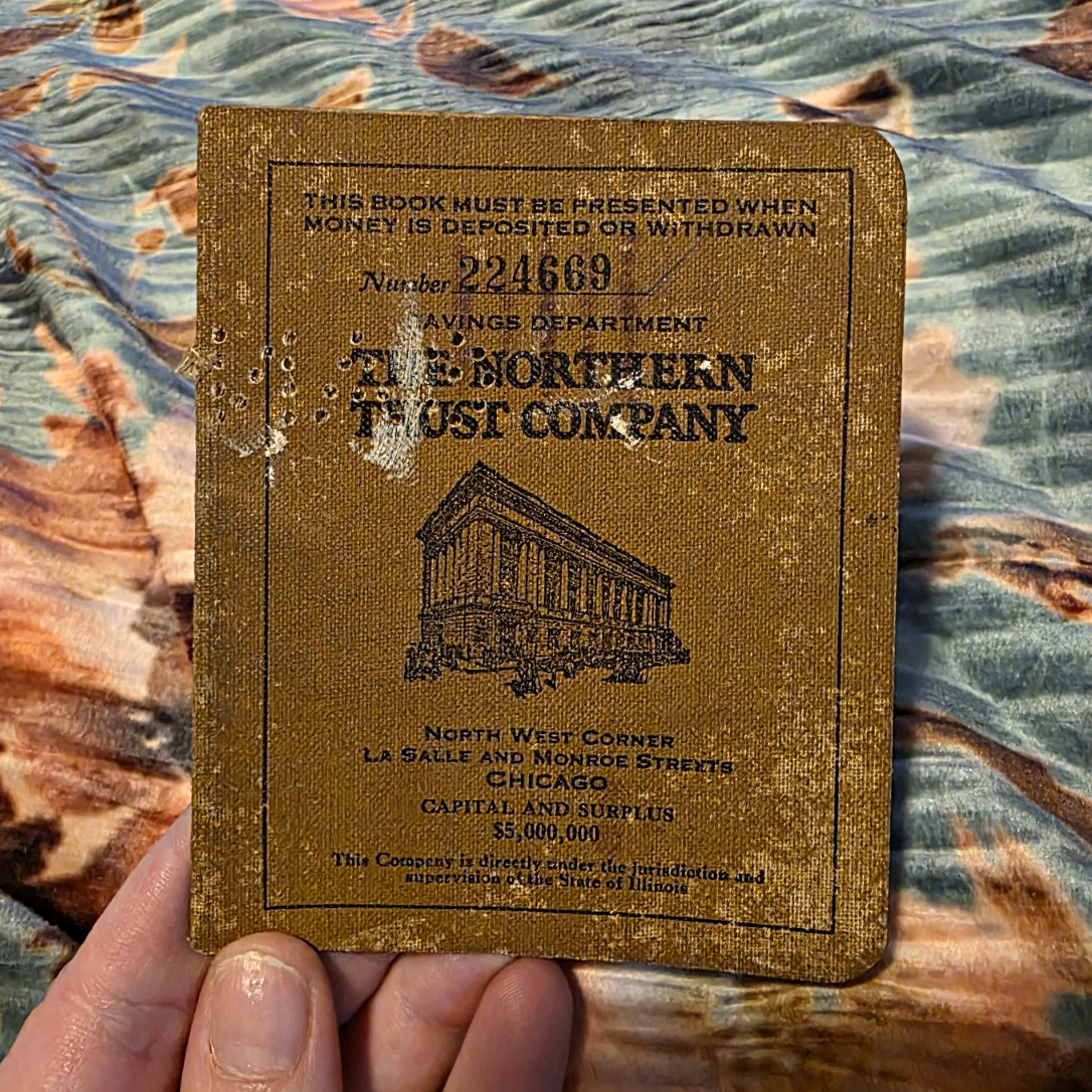 Rare 1930s Northern Trust Company Chicago Passbook Rare 1930s Northern Trust Company Chicago Passbook