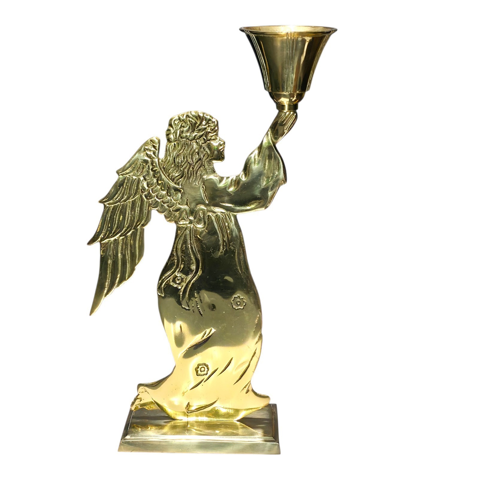 Vintage Carnevale 1985 Brass Angel Candlestick Holder 14” Home Alone Christmas