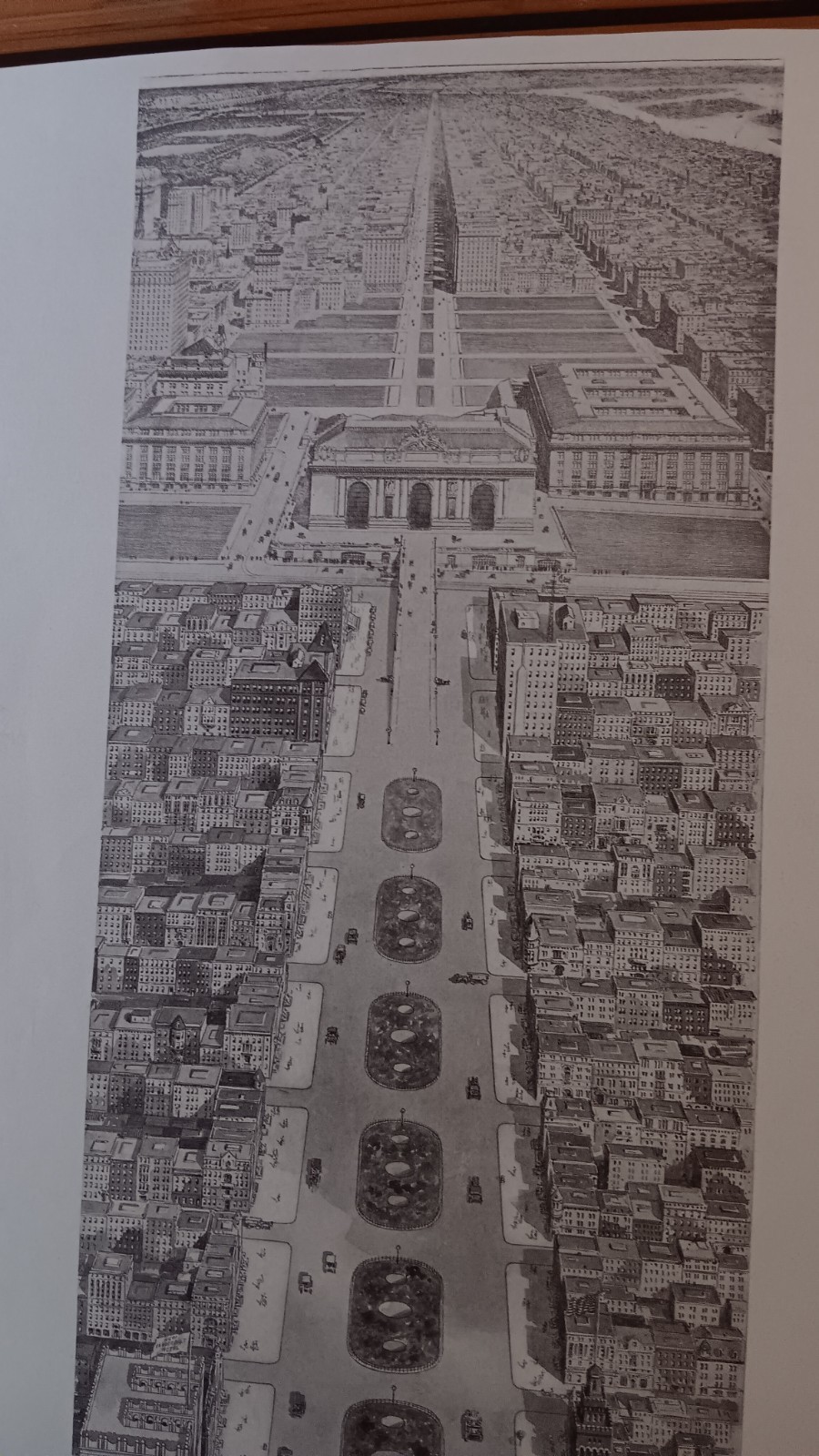 AVIATOR\'S VIEW OF PARK (FOURTH) AVE. SHOWING PROPOSED NEW GRAND CENTRAL TERMINAL