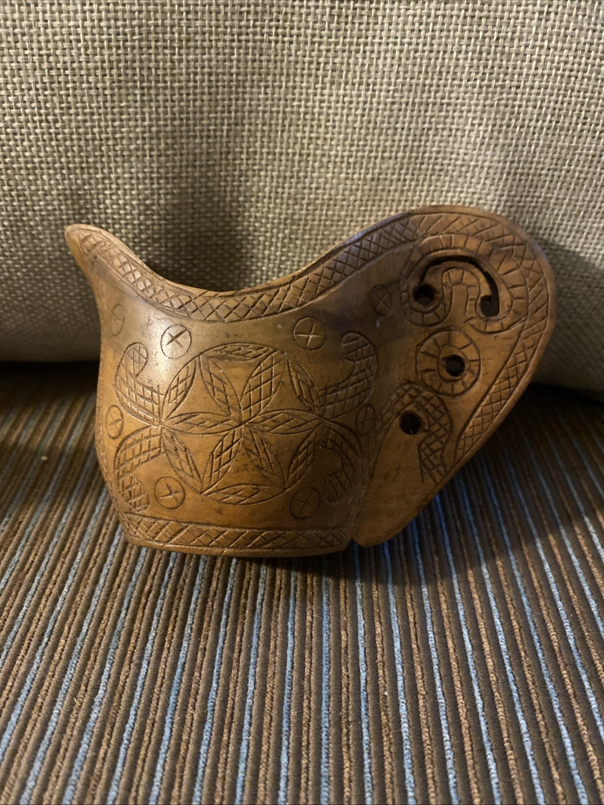 Yugoslavia Hand Carved Wooden Wedding Shepherd\'s Cup Yugoslavia Hand Carved Wooden Wedding Shepherd\'s Cup