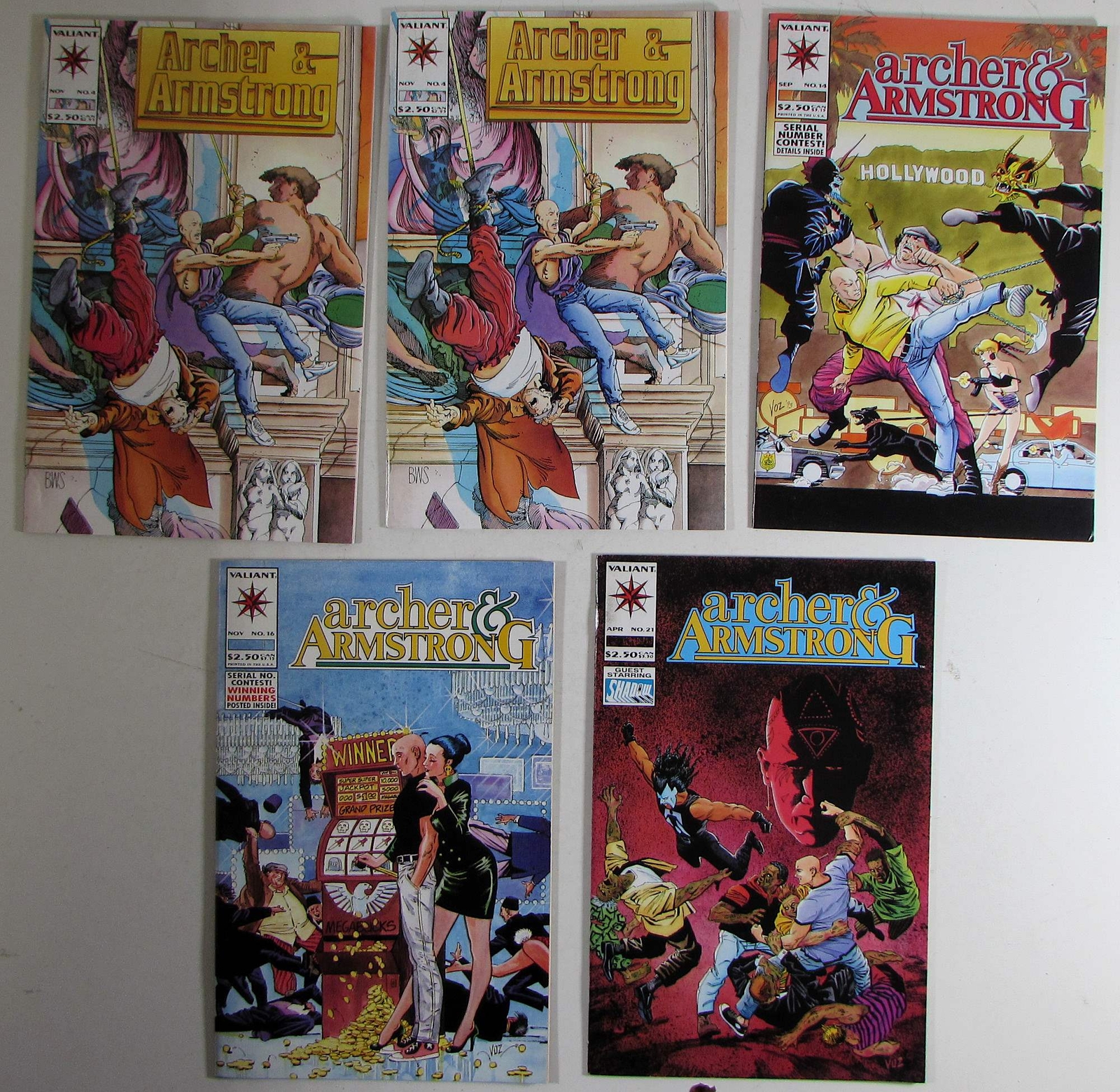 1992 Archer & Armstrong Lot of 5 #4 x2, 14, 16, 21 Valiant Comic Books