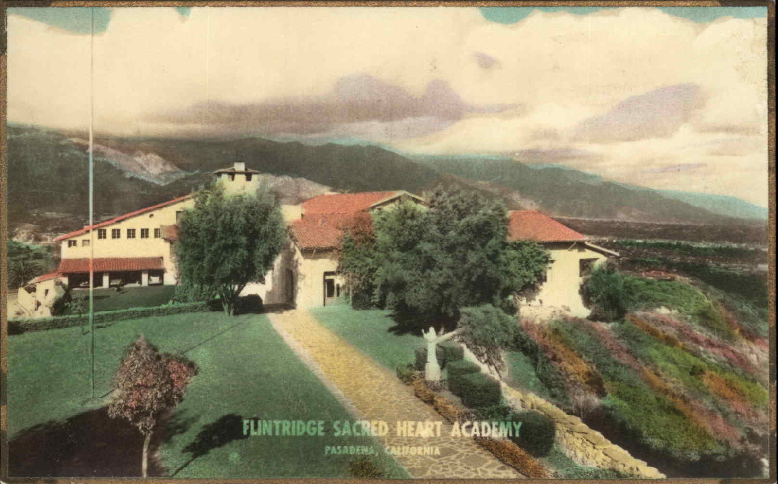 Pasadena California CA Flintridge Sacred Heart Academy Tinted RPPC PC