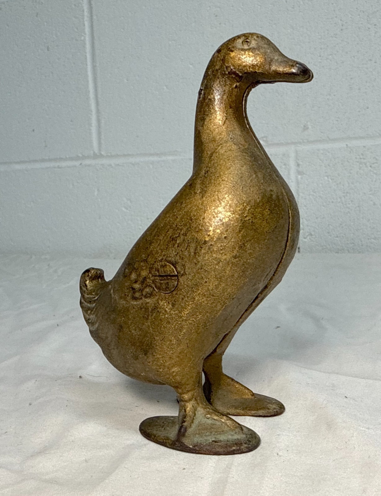Antique 1900's AC Williams Hand Painted Cast Iron Gold duck goose Still Bank