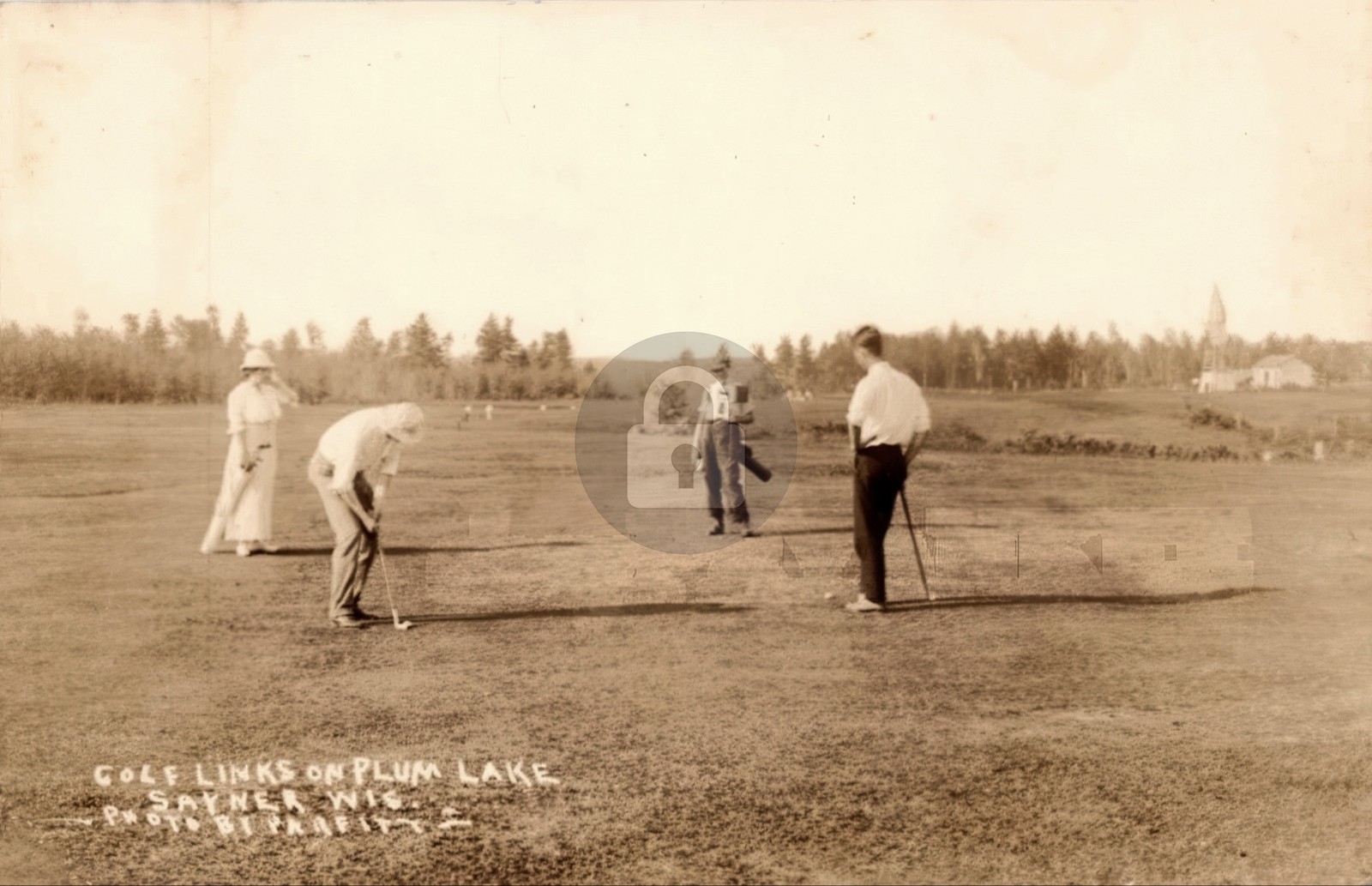 GOLF COURSE on PLUM LAKE Sayner Wisconsin RPPC Photo Postcard COPY