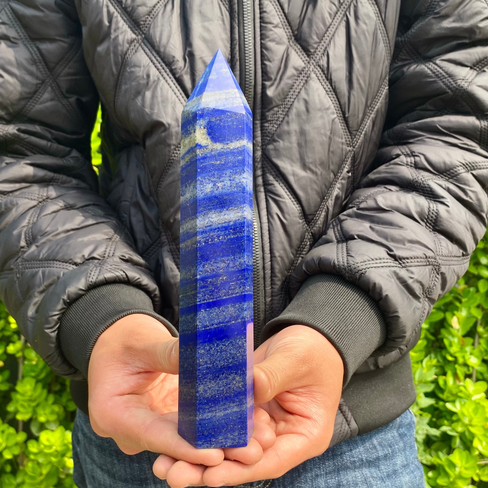 1.3LB  Large Natural lapis lazuli Quartz Crystal Obelisk Wand Point Healing Ston