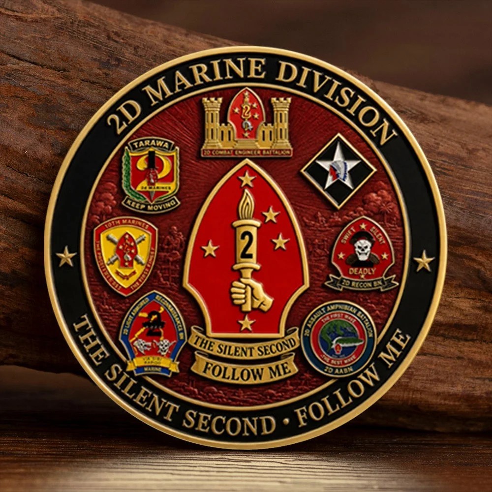 2nd Marine Division Challenge Coin USMC Silent Second Guadalcanal Tarawa