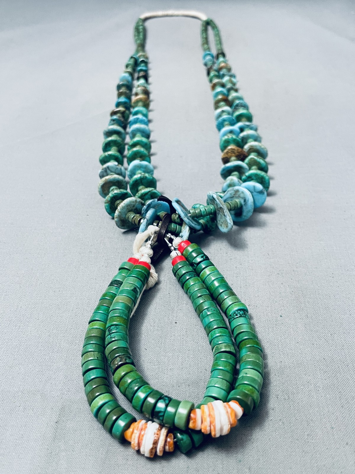 IMPORTANT EARLY VINTAGE SANTO DOMINGO CERRILLOS TURQUOISE JACLA NECKLACE