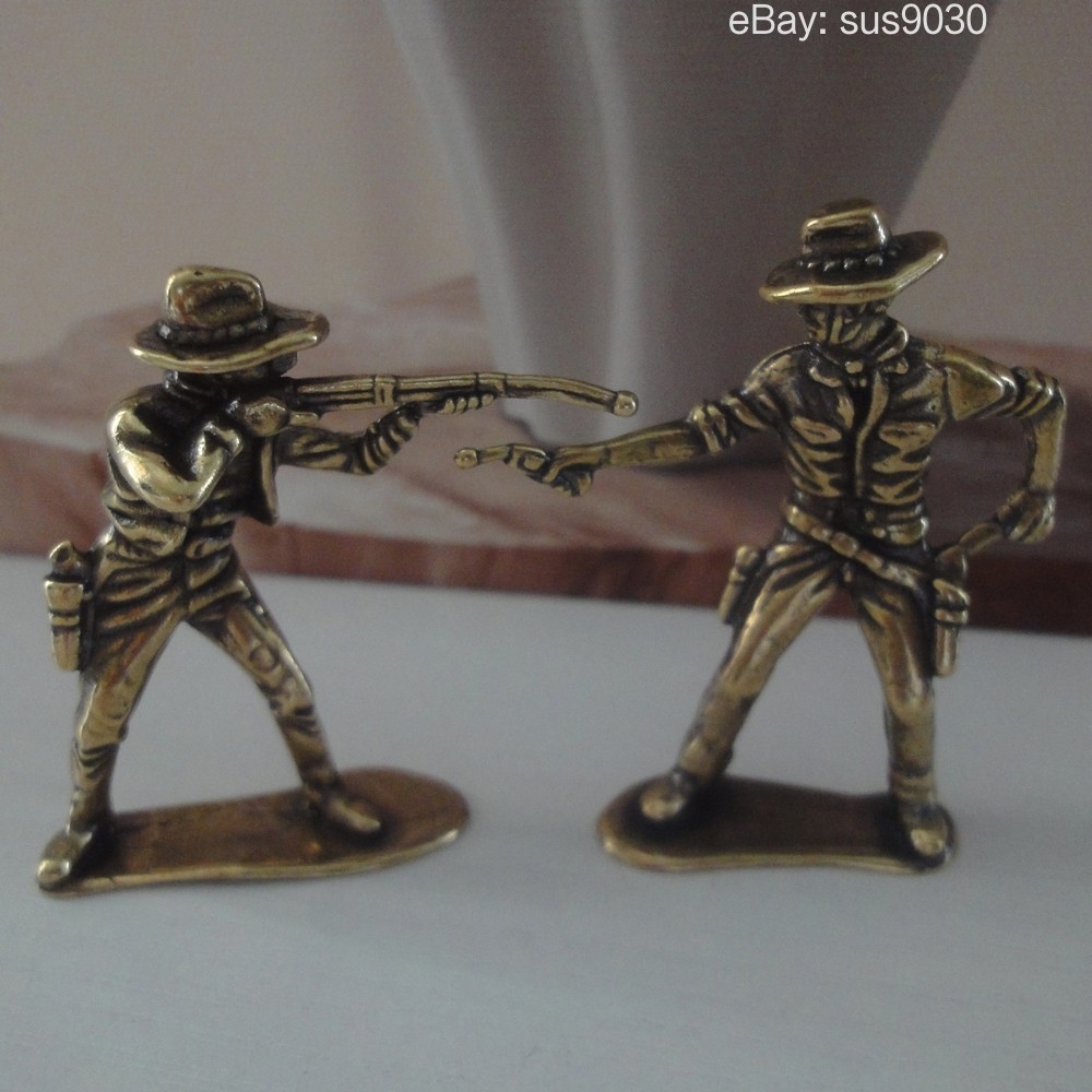 Vintage Pair of Brass Cowboy Statues Vintage Collectible Figurines Western Decor