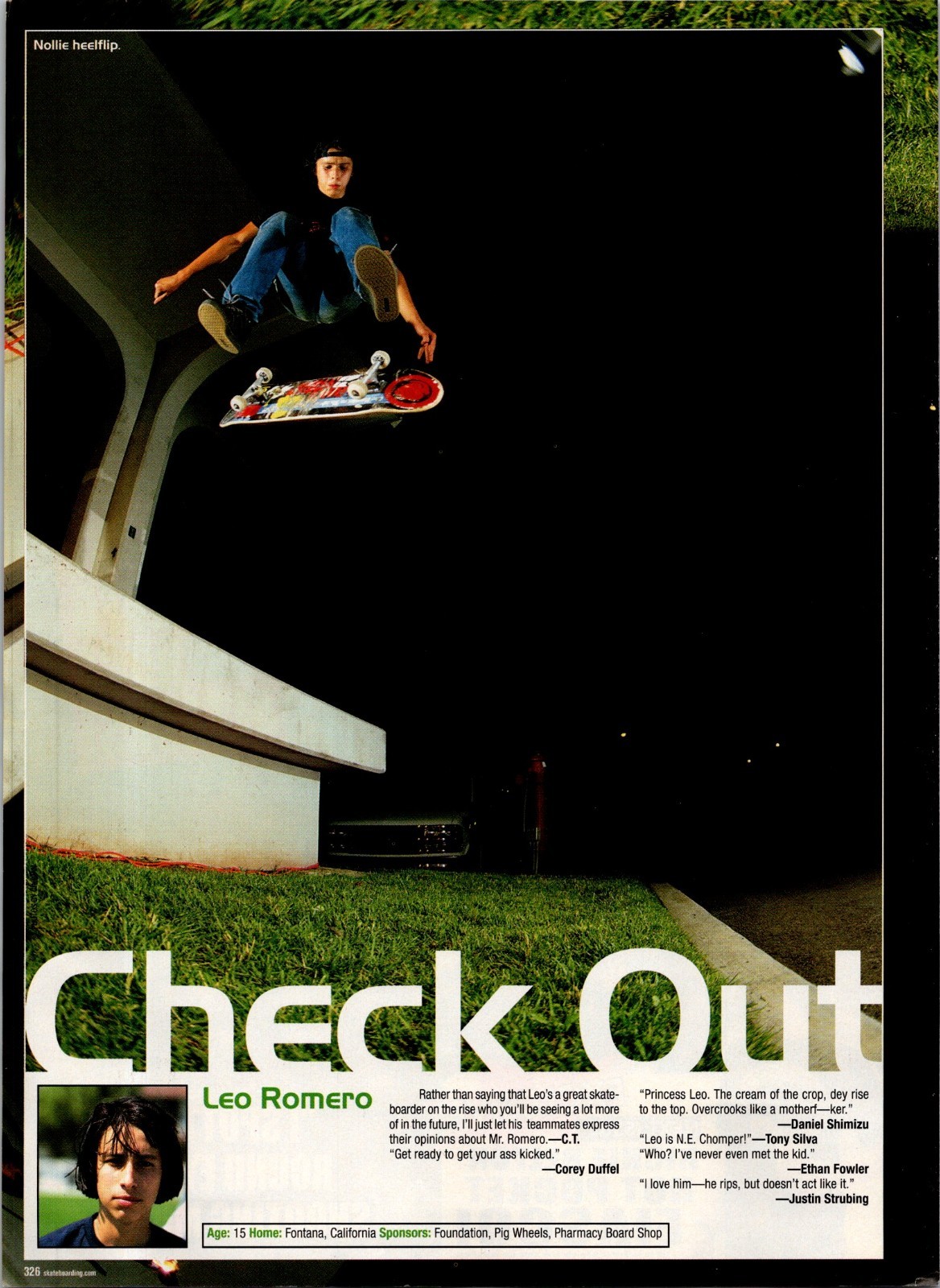 2003  LEO ROMERO • 1 page mag cut out •  Fontana Skateboard 00s • JA.34