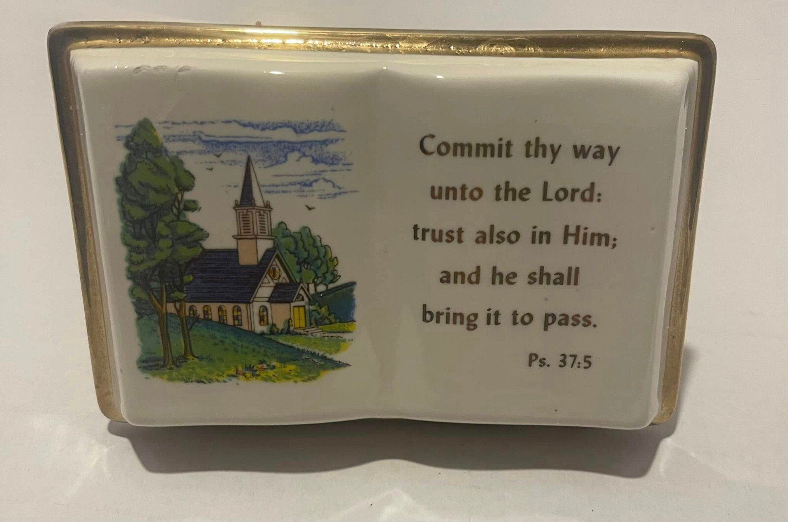 VNT. Ceramic Open Book Prayer Planter Commit thy way unto the Lord PSALMS 37.5 VNT. Ceramic Open Book Prayer Planter Commit thy way unto the Lord PSALMS 37.5